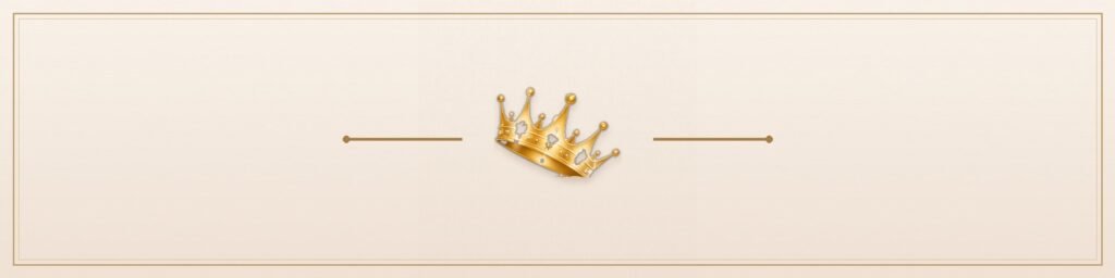 Cream linen banner with gold crown ornament